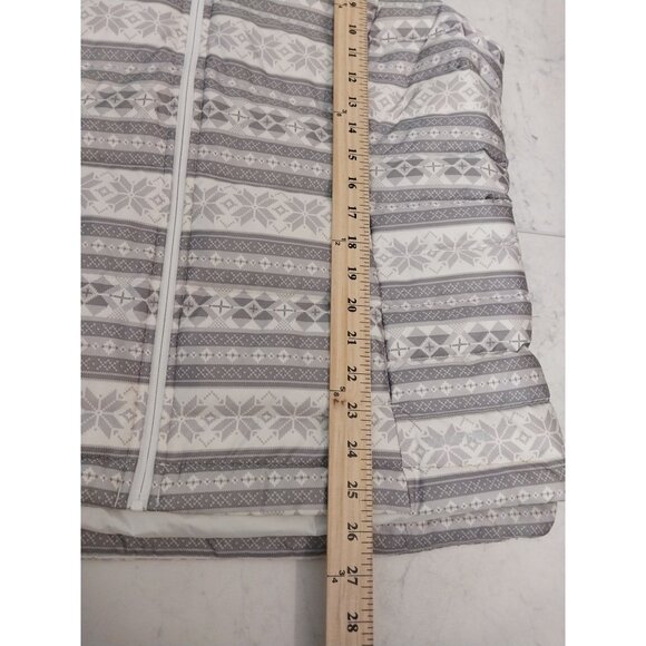 New Land's End Down Feather Puffer Vest Fair Isle Snowflake Gray/White Sz XL/T - - Picture 10 of 10